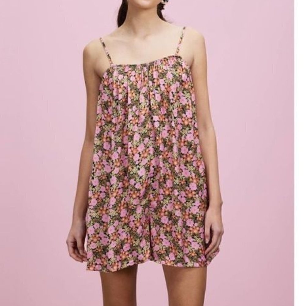 New Topshop Ditsy Chuck On Mini Romper Multi Floral Flowy Loose Sz 10